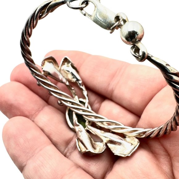 Sterling Silver Opal Gemstone Bracelet Petite Size 6 1/2 Inches - Picture 4 of 4